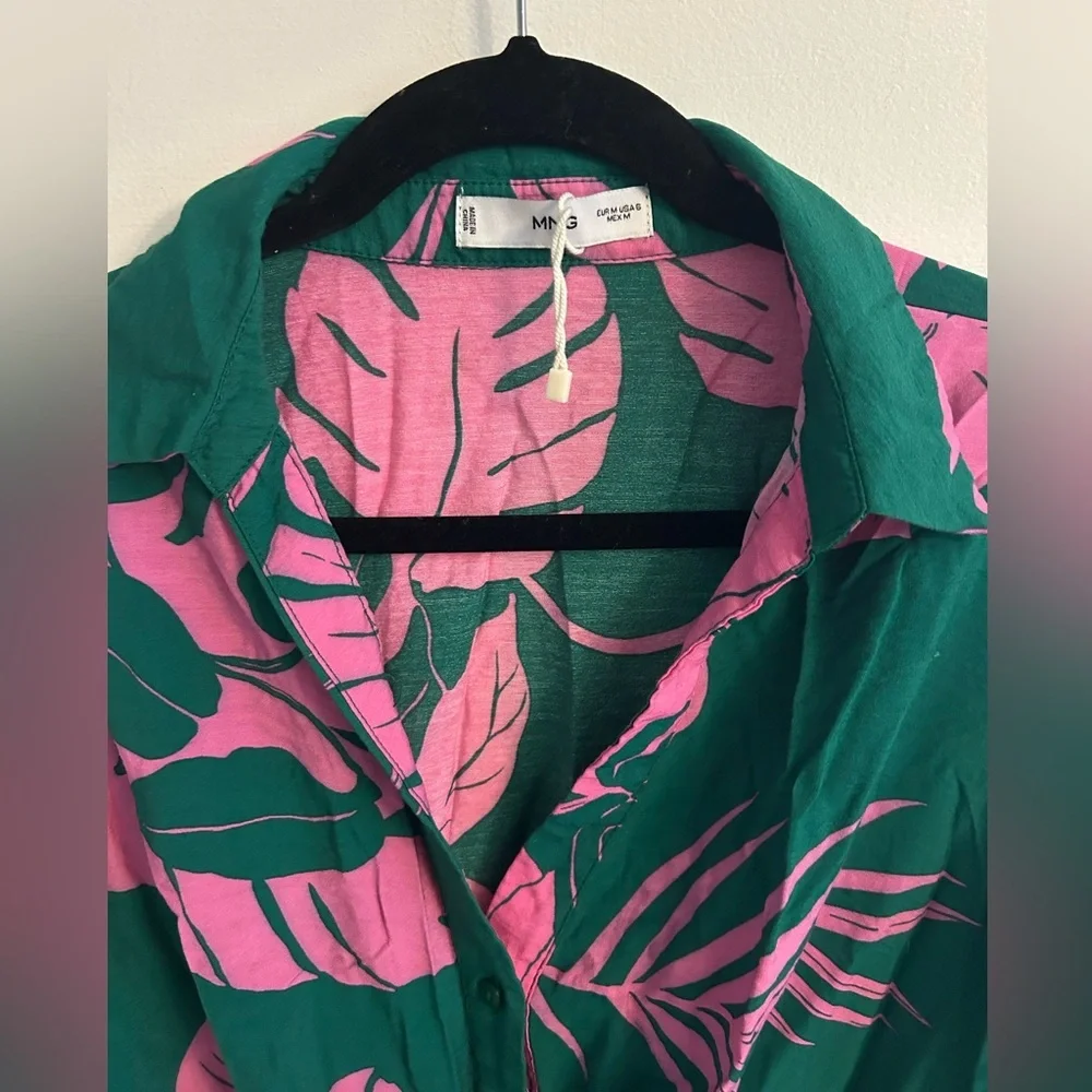 Mango tropical print mini shirt dress size medium - Picture 4 of 5